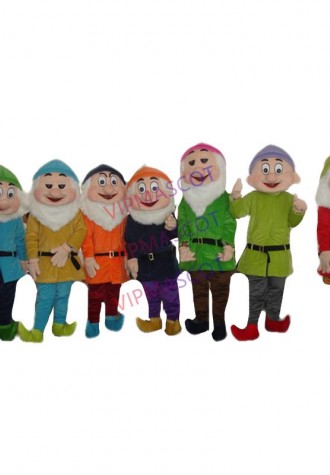 Seven Dwarfs Mascots Costumes  snow White Mascot Costume  Fancy Dress Outfit Halloween Mascot Costume Adult Size Free Shipping