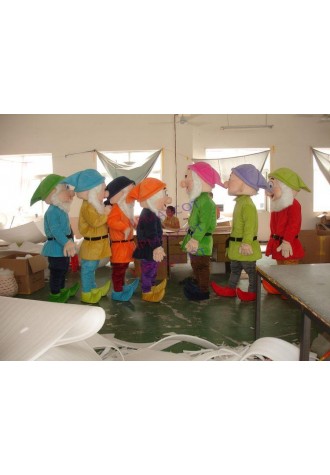 Seven Dwarfs Mascots Costumes  snow White Mascot Costume  Fancy Dress Outfit Halloween Mascot Costume Adult Size Free Shipping