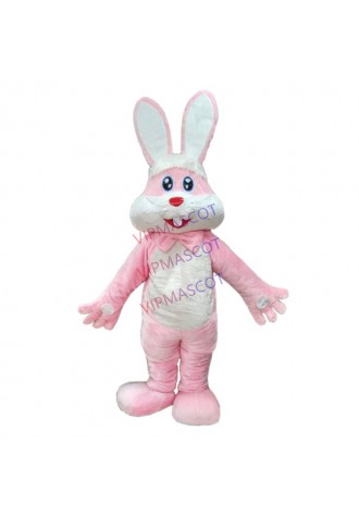 Adult Furry Pink Bunny Rabbit Mascot Costume Carnival Festival Commercial Advertising Party Dress With A Mini Fan Inside Head