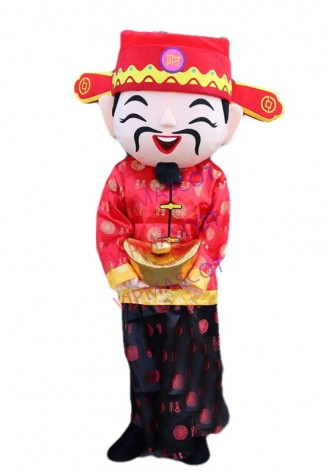 Chinese New Year God Of Fortune Costume for Adult Size God Of Wealth Mascot Costume Halloween Christmas festival Cosplay Costume