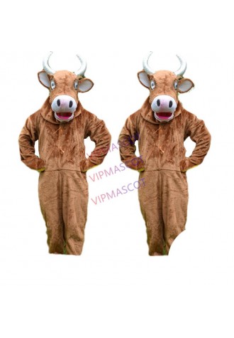 Brown Water Buffalo Wild Ox Cattle Calf Mascot Costume Fancy Dress Costumes Adult Suit Size for Halloween Party Event