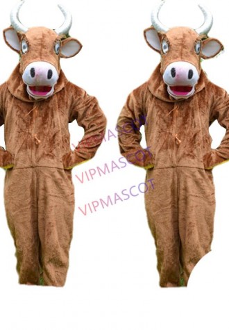 Brown Water Buffalo Wild Ox Cattle Calf Mascot Costume Fancy Dress Costumes Adult Suit Size for Halloween Party Event