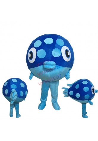 Factory Direct Fashion Big Eye Clever Blue Sea Fish Fancy Dress Mascot Costume Adult Character Cosplay Costume