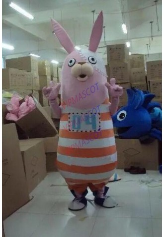 Prison break rabbit Mascot Costume Character Feature Costume Fancy Dress Outfit Halloween Cosplay party