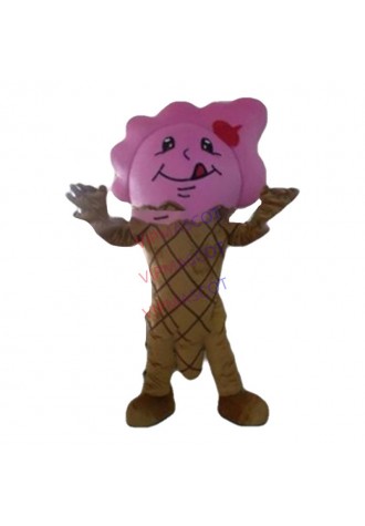 mascot Pink Icecream Mascot Costume Adult Size Sweet Dessert Food Ice Cream Mascotte Outfit Suit EMS FREE SHIPPING