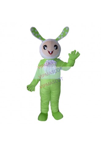 New arrival Cute Adult cartoon character cute green rabbit Mascot Costume fancy dress party costumes