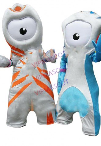 Hot sale Adult Wenlock and Mandeville Mascot Costume Cartoon Party Outfits Fancy Dress