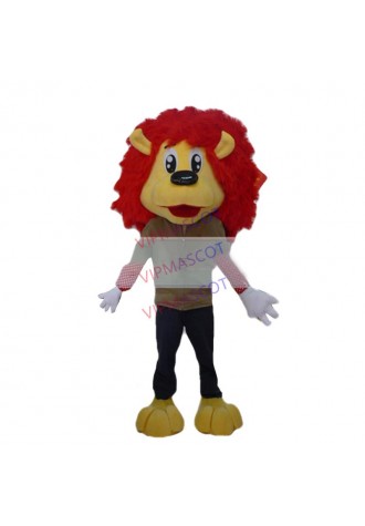 Hot selling Cute Adult cartoon lovely red hat lion mascot costume suit fancy dress party costumes adult size
