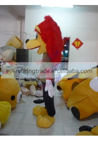 Hot selling Cute Adult cartoon lovely red hat lion mascot costume suit fancy dress party costumes adult size