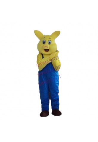 Hot sale Foam new Cartoon lovely Character cute yellow pig mascot Costume fancy dress costume Adult size