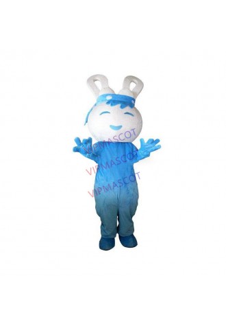 Hot sale Cute Character Adult lovely happy blue rubbit Mascot Costume fancy dress Halloween party costume