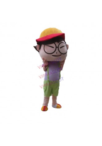 Hot sale Foam Cartoon Character Adult cute glass boy Mascot Costume fancy dress party costume