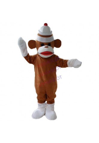 New arrival Foam Cartoon Character Professional New Brown Sock Monkey Mascot Costume Fancy Dress Adult Size