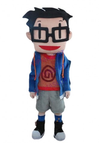 Factory Outlet Popular lovely Glasses boy Fancy Dress Adult Character Cosplay mascot costume free shipping
