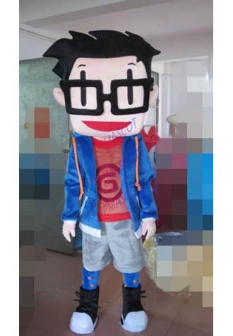 Factory Outlet Popular lovely Glasses boy Fancy Dress Adult Character Cosplay mascot costume free shipping