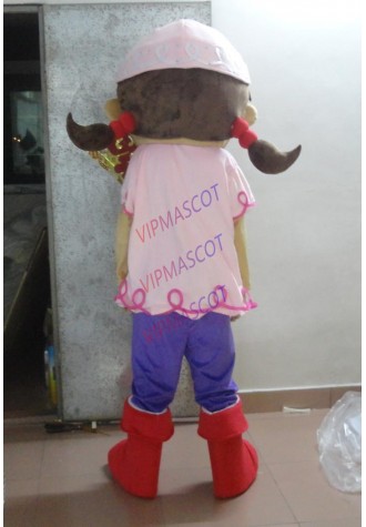 NEW Adult cartoon lovely pink hat girl mascot costume fancy dress costumes party costumes