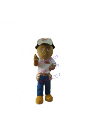 Cute Boy Mascot Costume Little Boy Young Man Shirt Blue Pants