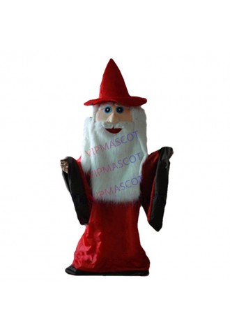 New Red Coat wizard mascot costume Adult size Cartoon Magician Santa Clause Mascotte Fancy Dress Carnival Kits Suit 2457