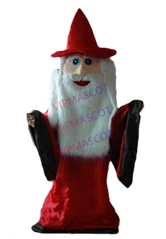 New Red Coat wizard mascot costume Adult size Cartoon Magician Santa Clause Mascotte Fancy Dress Carnival Kits Suit 2457