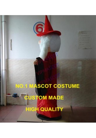 New Red Coat wizard mascot costume Adult size Cartoon Magician Santa Clause Mascotte Fancy Dress Carnival Kits Suit 2457