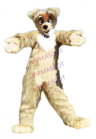High quality Simulated Khaki dog Mascot Costumes stage performance Movie props cartoon Apparel Custom made Adult Size 127
