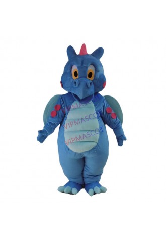 Cartoon Dragon Blue Dinosaur Mascot Costume Carnival Festival Party Dress Outfit for Adult