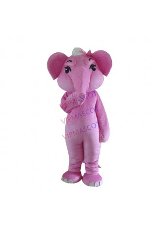 Adult Pink Elephant Mascot Costume Carnival Festival Commercial Advertising Party Dress With Fan In Head