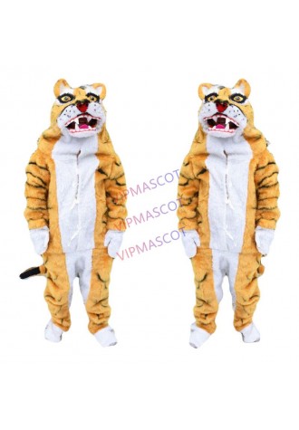 Tiger Adult Mascot Costume Unisex Cartoon Apparel Fancy Dress Halloween Mascot for Halloween Party Performance Drama Wear Suit