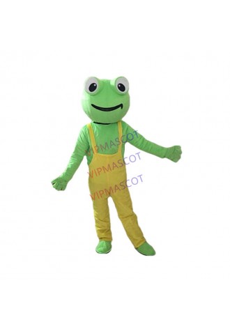 New Frog Mascot Costume With Yellow Overalls Factory Direct Sale Cartoon Mascot Costume Adult Size Fancy Dress for Women Men