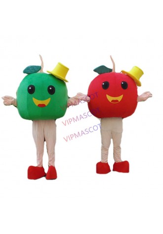 Apple Mascot Costume Red Green Apple Fruit Cosplay Cartoon Character Birthday Party Fancy Cosplay Dress Adult Size Outfit