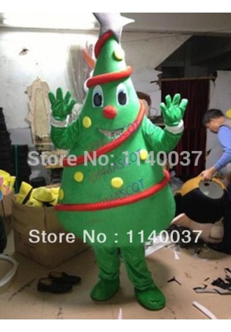 Christmas Tree With Star Mascot Costume Holiday Plant Mascotte Outfit