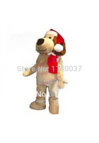 mascot Christmas Puppy Dog Mascot Costume Adult Size Plush Dog Puppy Mascotte Outfit Suit EMS free shipping