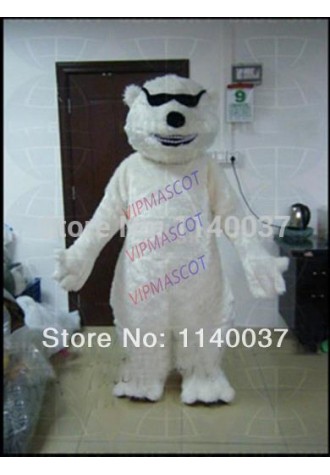 mascot Humorous Fat Sunglasses Polar Bear Mascot Costume Adult Size Cartoon White Polar Bear Cosplay Carnival Costume