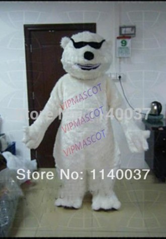 mascot Humorous Fat Sunglasses Polar Bear Mascot Costume Adult Size Cartoon White Polar Bear Cosplay Carnival Costume