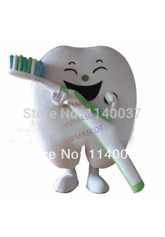 mascot Healthy Good Tooth with Tooth Brush Mascot Costume  Cartoon Character Dental Care Advertising Costumes Stage Props