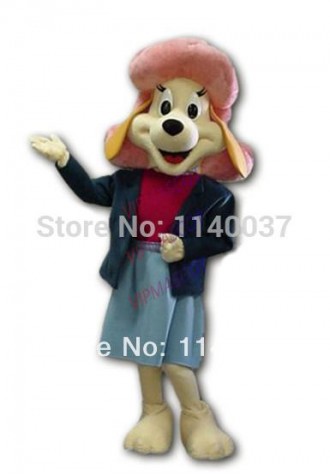 mascot Brand New Pink Hat Yellow Basset Dog Mascot Costume Cartoon Character Mascotte Outfit Suit Dog Carnival Costume