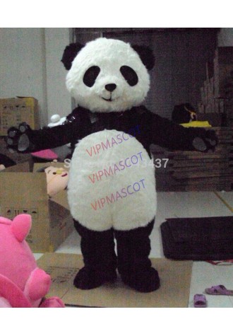Cute Christmas halloween Long Plush Panda Mascot Costume Fancy Outfit Cartoon Character Party Dress Free Shipping