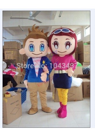 Cute Christmas halloween Fashion lovers Boy and girl Mascot Costume Fancy Cartoon Character Party Dress Free Shipping