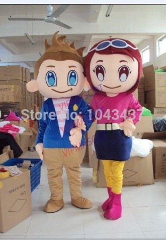 Cute Christmas halloween Fashion lovers Boy and girl Mascot Costume Fancy Cartoon Character Party Dress Free Shipping