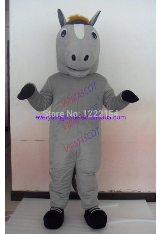 Hot selling Adult cute Professional New grey horse Mascot Costume Fancy Dress Adult Size
