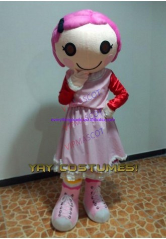 New arrival Cute Cartoon Character Pink Girl Cartoon Mascot Costume Lalaloopsy Adult Size HOT SALE