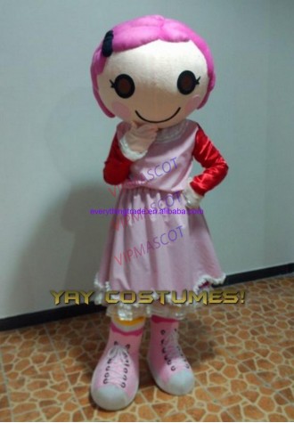 New arrival Cute Cartoon Character Pink Girl Cartoon Mascot Costume Lalaloopsy Adult Size HOT SALE