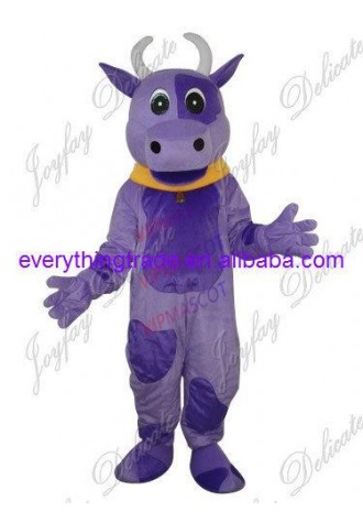 Hot selling Cute Adult cartoon character lovely purple cow Mascot Costume fancy dress party costumes
