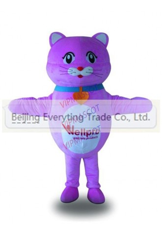 Hot sale Adult cute purple little cat mascot fancy dress costumes Halloween party costumes