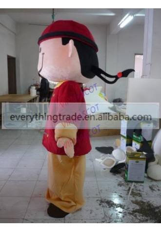 Hot selling Cute Adult cartoon lovely red hat boy mascot costume suit fancy dress party costumes adult size