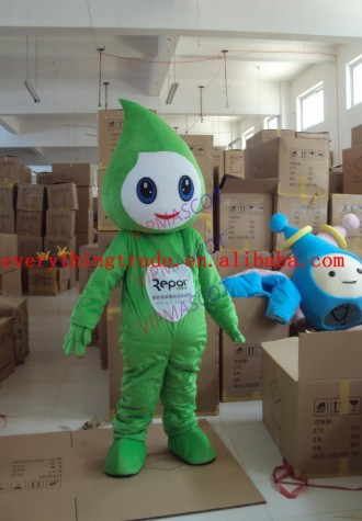 Hot sale Foam Cartoon Character Adult lovely green little doll Mascot Costume fancy dress party costume