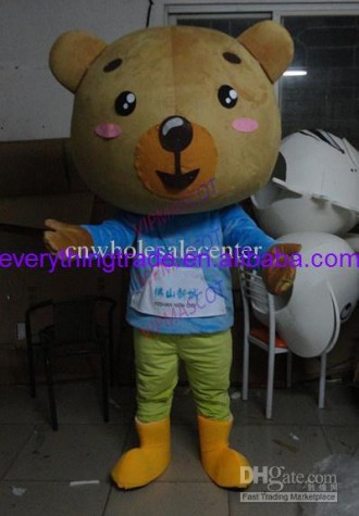 Hot sale Cute Cartoon Character Adult lovely Blue T-shirt Baby bear Mascot Costume fancy dress Halloween party costume