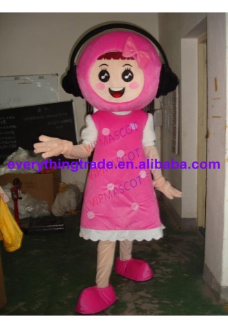 New arrival Cute Adult lovely music girl mascot fancy dress costumes Halloween cartoon party costumes