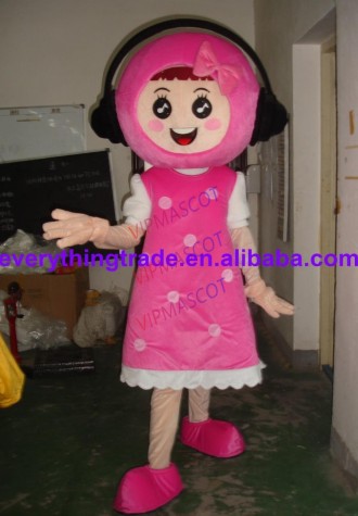 New arrival Cute Adult lovely music girl mascot fancy dress costumes Halloween cartoon party costumes
