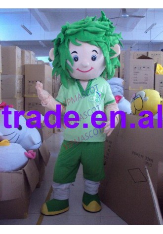 New arrival Cute Adult lovely green head boy mascot fancy dress costumes cartoon party costumes adult size